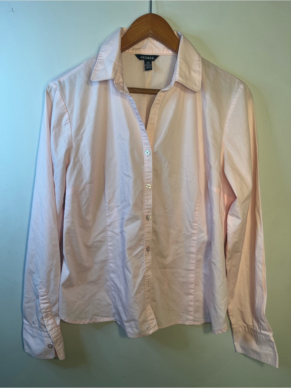 George Button-Down Shirt in Pearl Pink Size Large